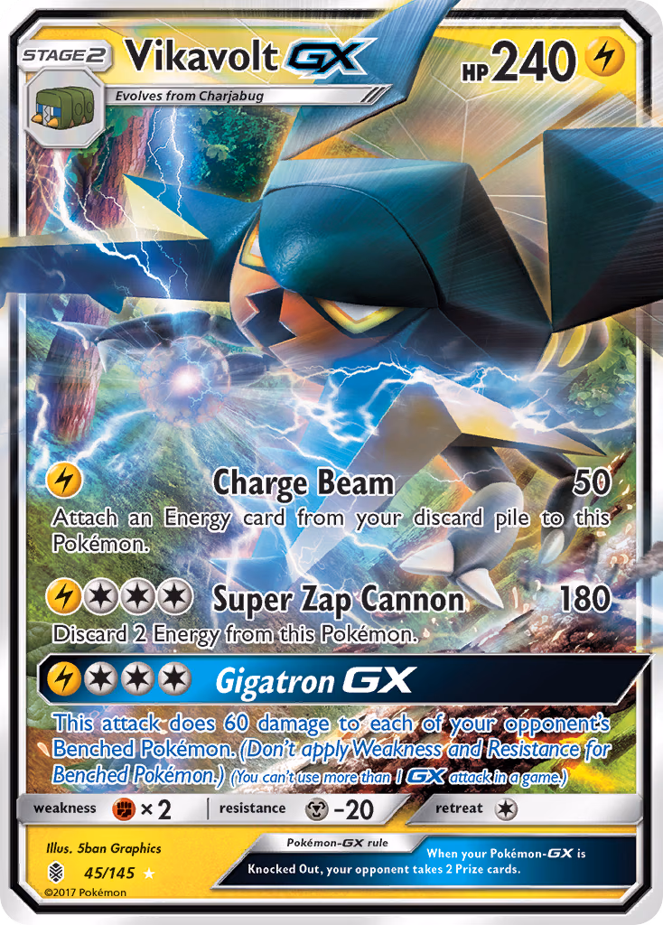 Vikavolt-GX Pokemon card (45/145, Guardians Rising)