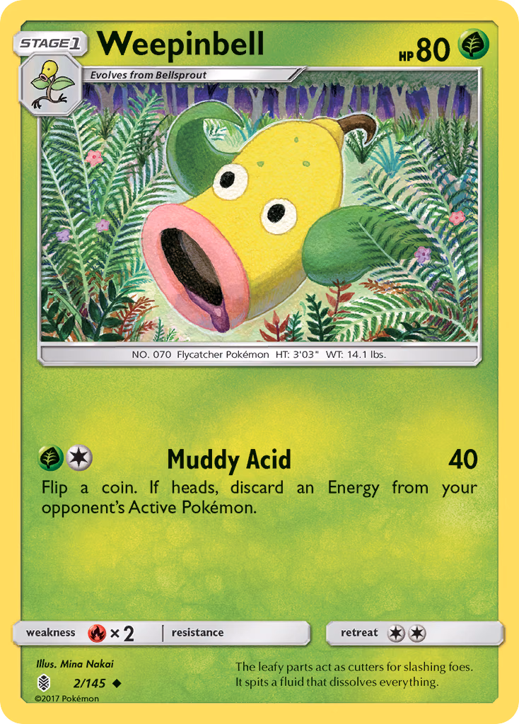 Weepinbell Pokemon card (2/145, Guardians Rising)