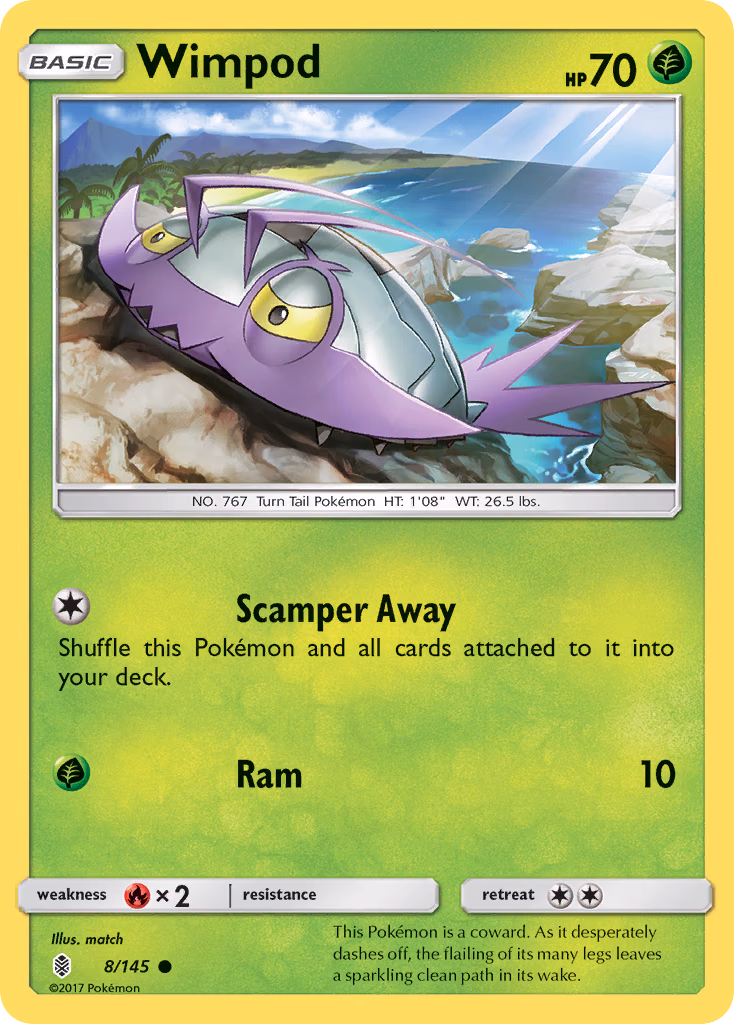 Wimpod Pokemon card (8/145, Guardians Rising)
