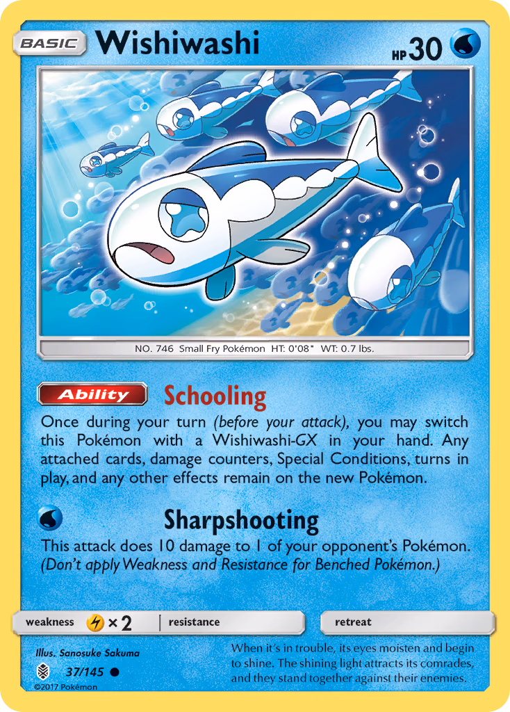 Wishiwashi Pokemon card (37/145, Guardians Rising)