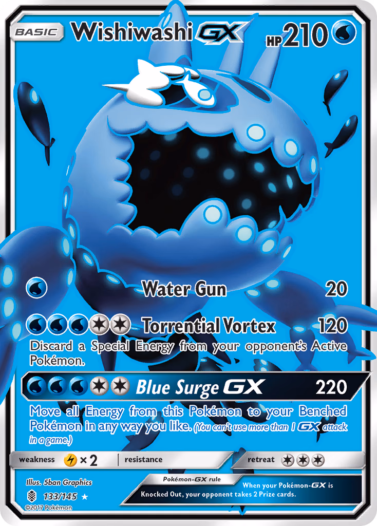 Wishiwashi-GX Pokemon card (133/145, Guardians Rising)