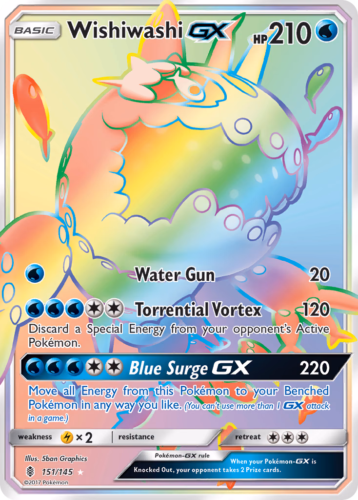 Wishiwashi-GX Pokemon card (151/145, Guardians Rising)