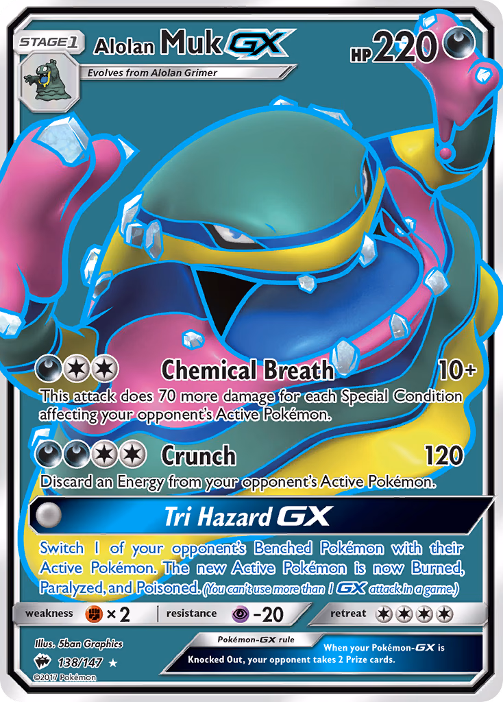 Alolan Muk-GX Pokemon card (138/147, Burning Shadows)