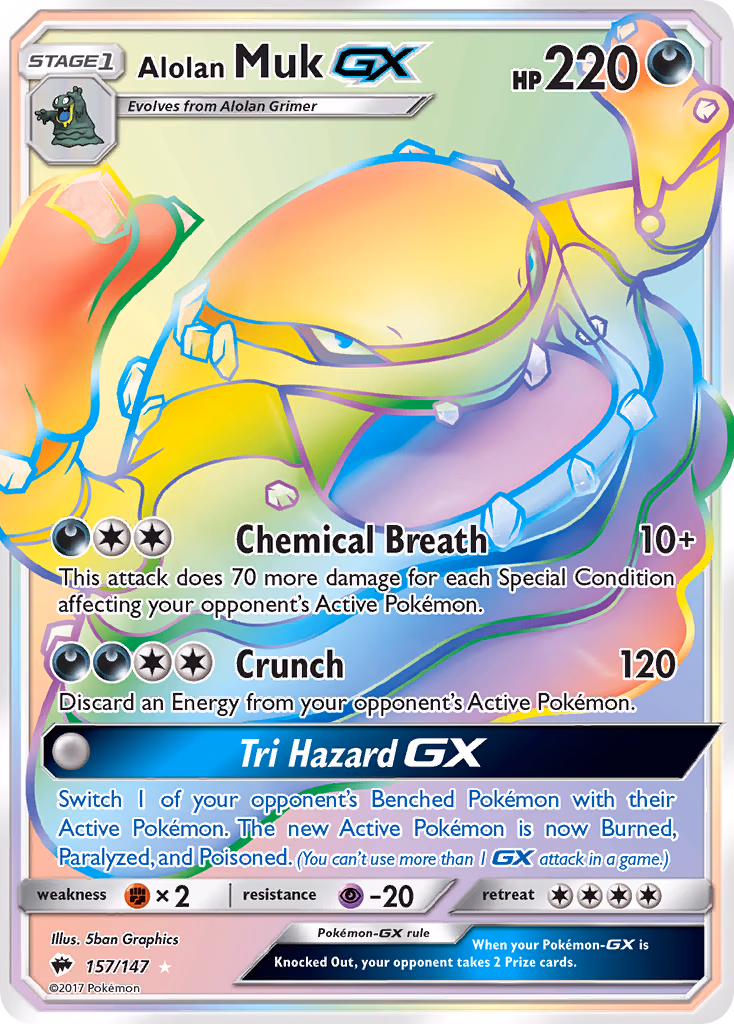 Alolan Muk-GX Pokemon card (157/147, Burning Shadows)