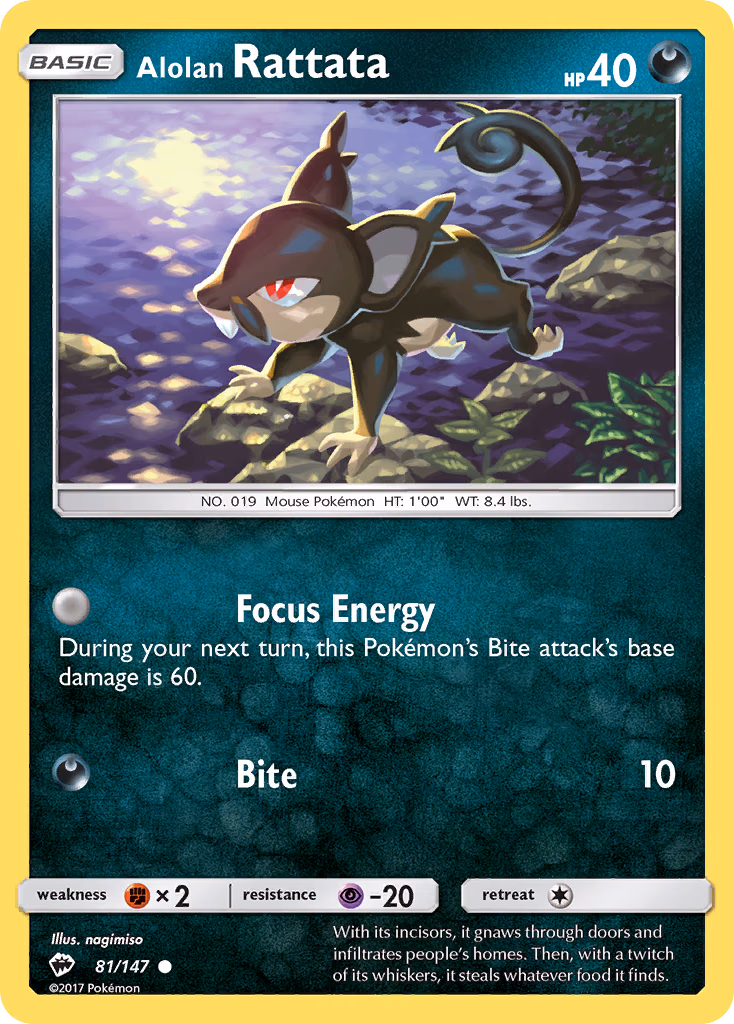 Alolan Rattata Pokemon card (81/147, Burning Shadows)