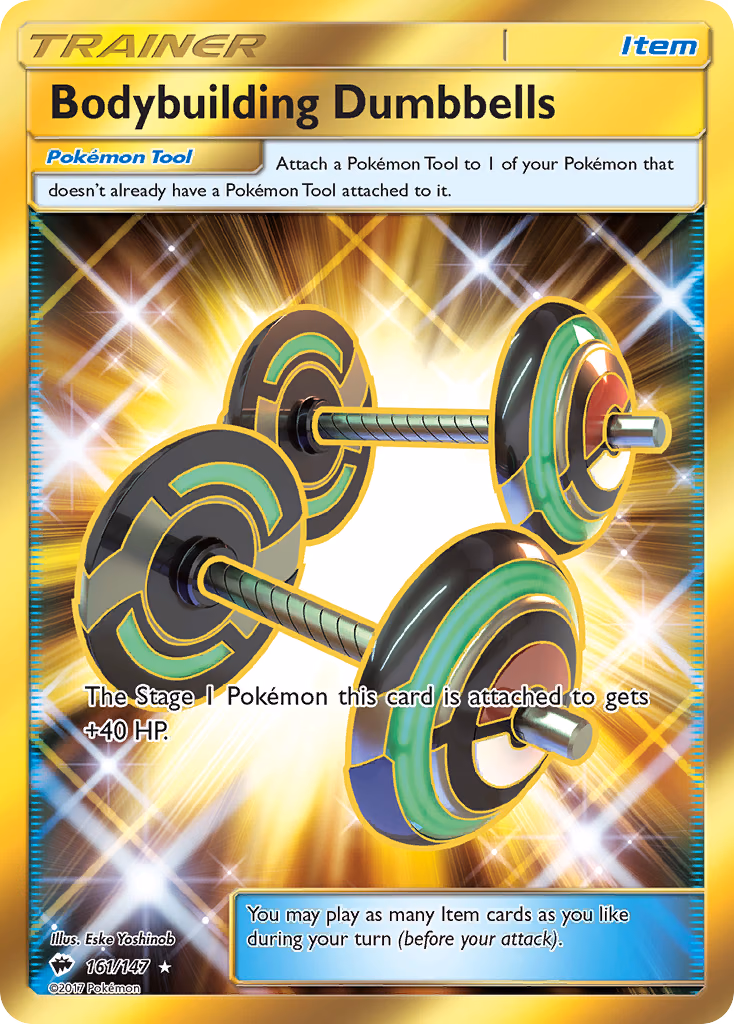 Bodybuilding Dumbbells Pokemon card (161/147, Burning Shadows)