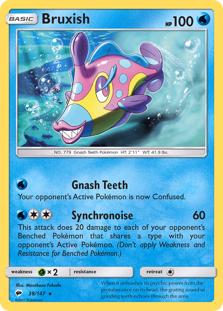 Bruxish Pokemon card (38/147, Burning Shadows)