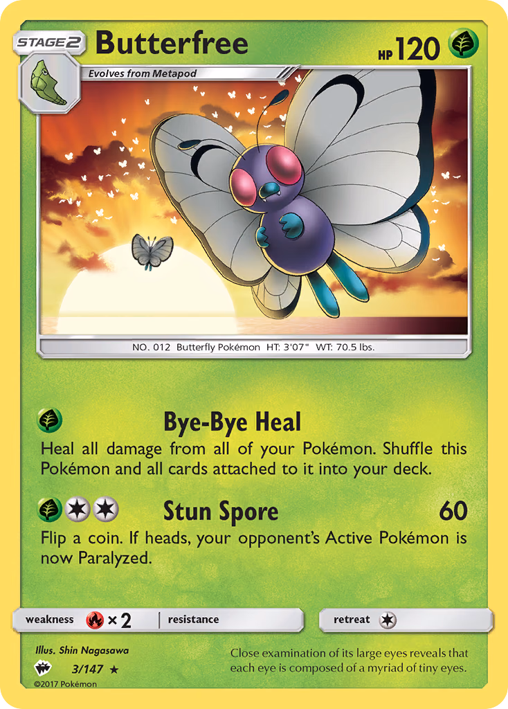 Butterfree Pokemon card (3/147, Burning Shadows)