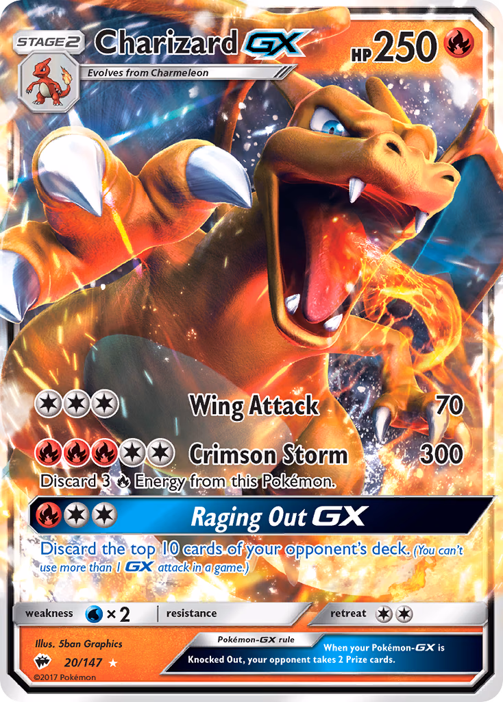 Charizard-GX Pokemon card (20/147, Burning Shadows)