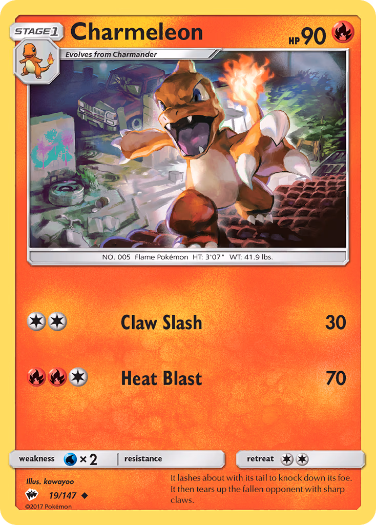 Charmeleon Pokemon card (19/147, Burning Shadows)