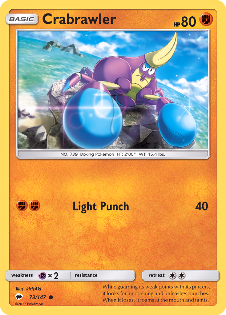 Crabrawler Pokemon card (73/147, Burning Shadows)