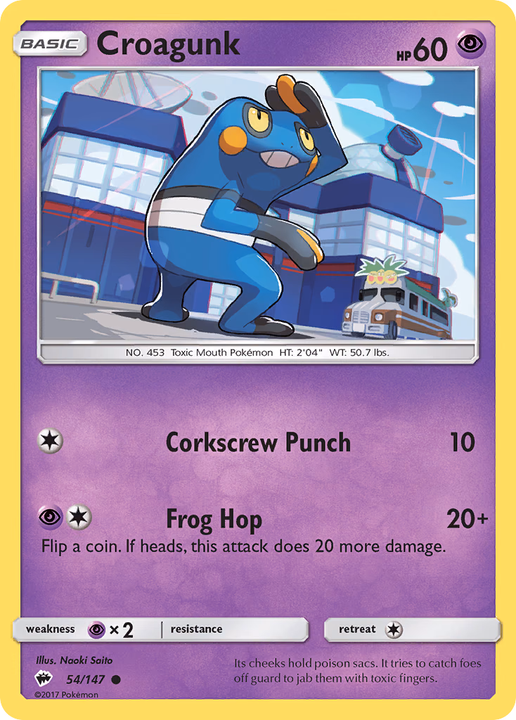 Croagunk Pokemon card (54/147, Burning Shadows)