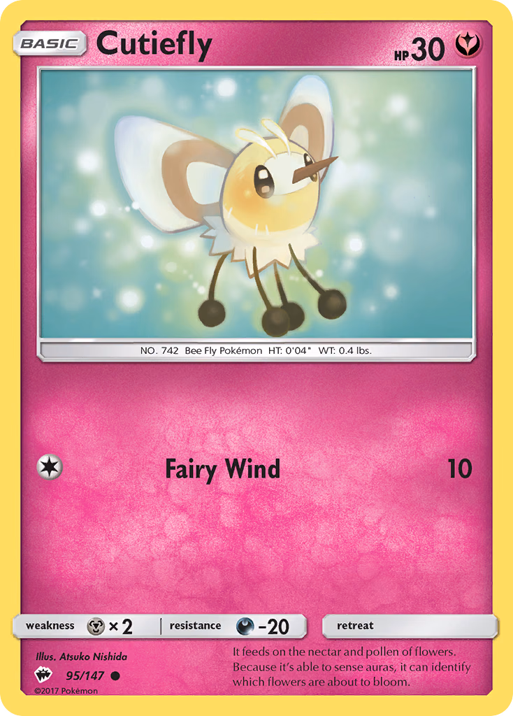Cutiefly Pokemon card (95/147, Burning Shadows)