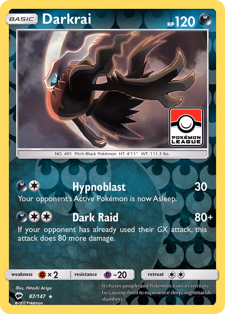Darkrai Pokemon card (87/147, Burning Shadows)