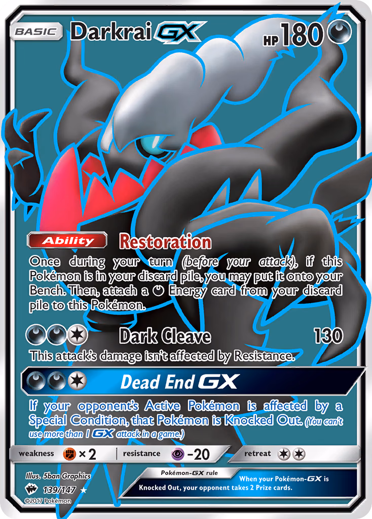 Darkrai-GX Pokemon card (139/147, Burning Shadows)