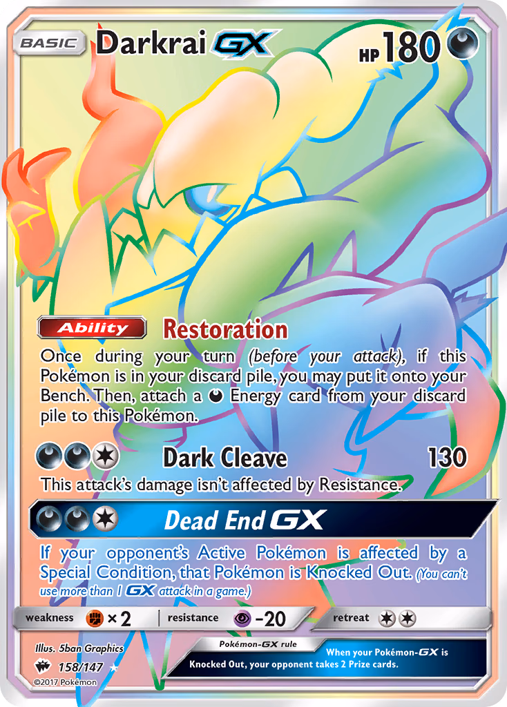 Darkrai-GX Pokemon card (158/147, Burning Shadows)