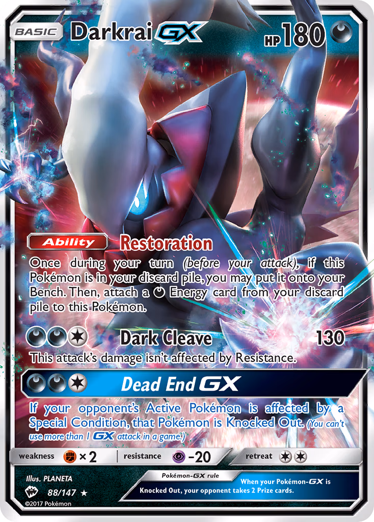 Darkrai-GX Pokemon card (88/147, Burning Shadows)