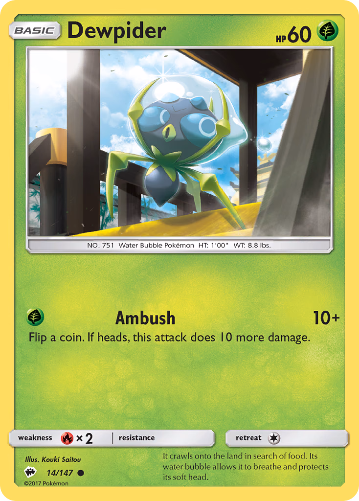 Dewpider Pokemon card (14/147, Burning Shadows)