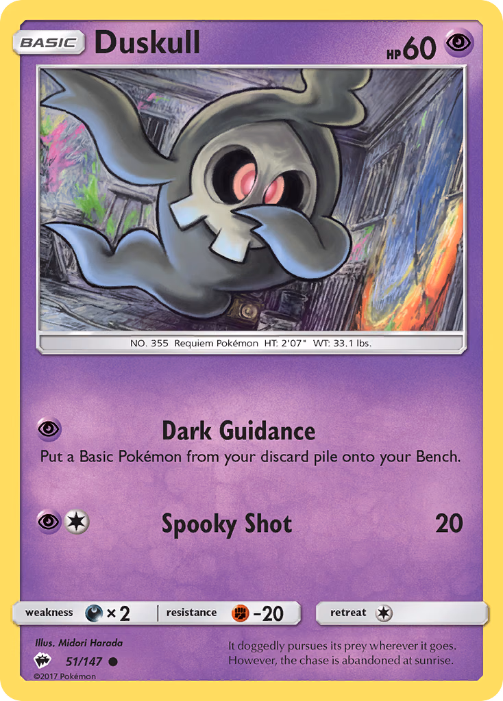 Duskull Pokemon card (51/147, Burning Shadows)