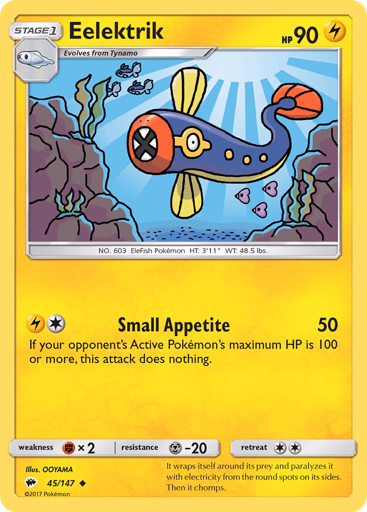 Eelektrik Pokemon card (45/147, Burning Shadows)