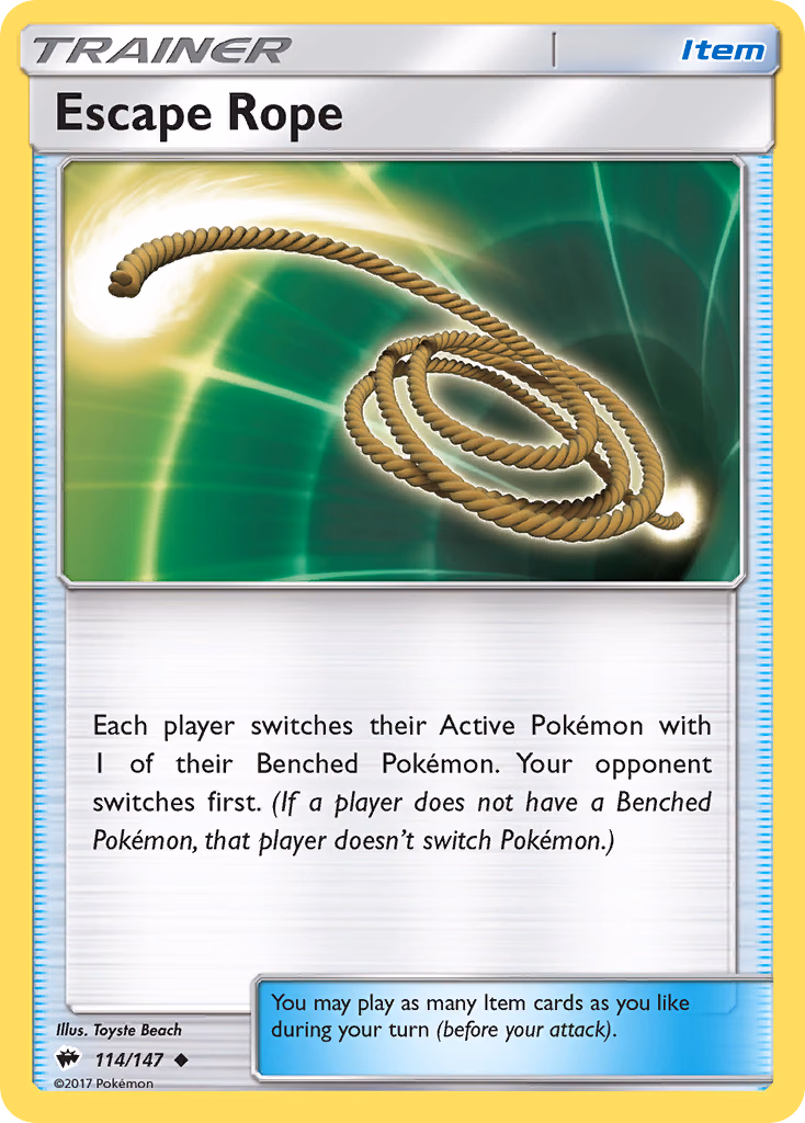 Escape Rope Pokemon card (114/147, Burning Shadows)