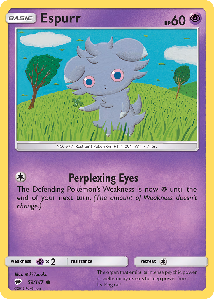 Espurr Pokemon card (59/147, Burning Shadows)