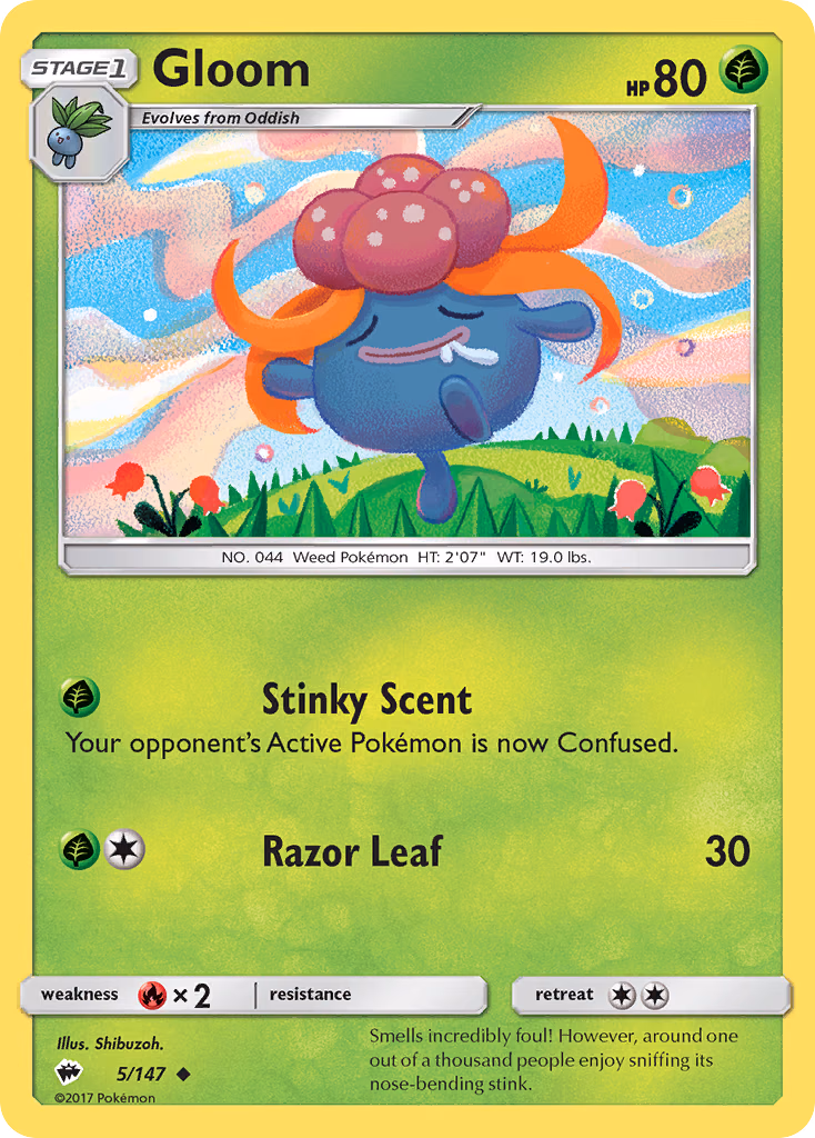 Gloom Pokemon card (5/147, Burning Shadows)