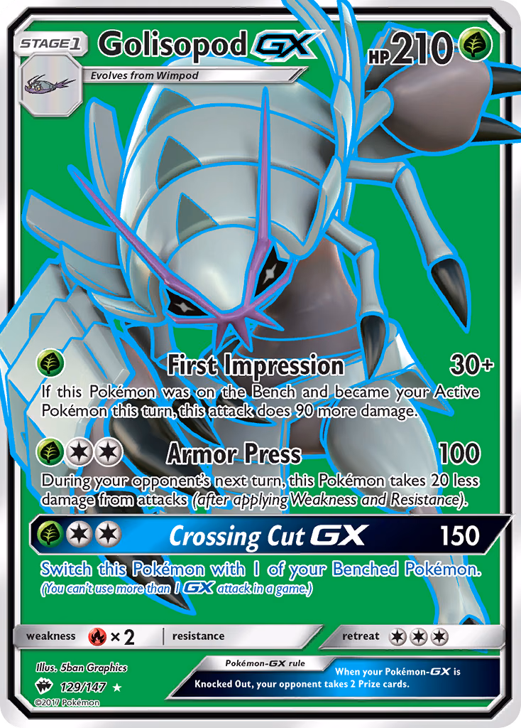 Golisopod-GX Pokemon card (129/147, Burning Shadows)