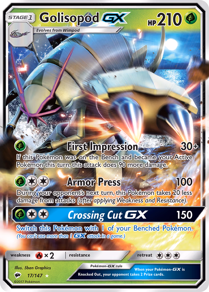 Golisopod-GX Pokemon card (17/147, Burning Shadows)