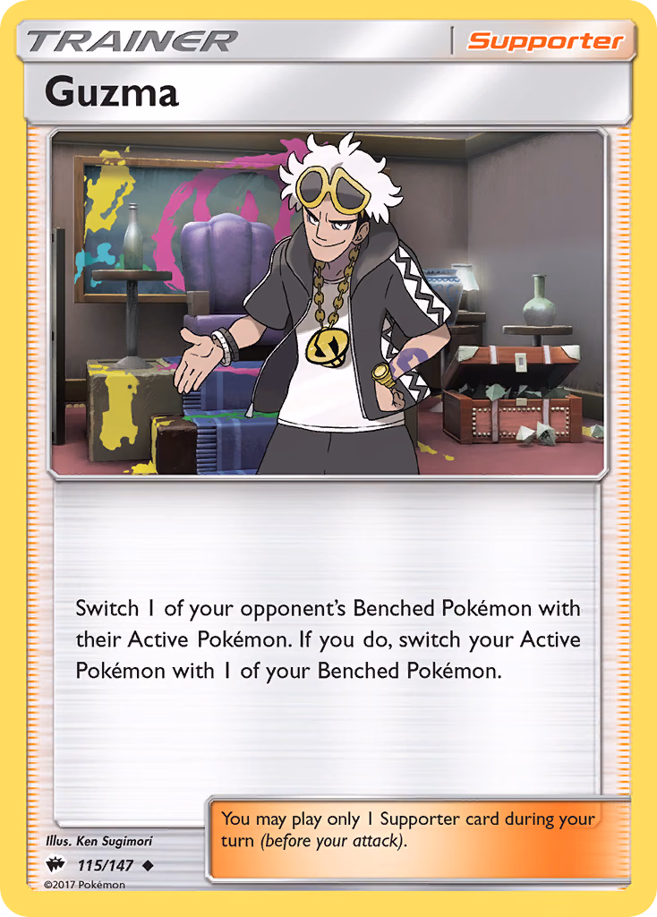 Guzma Pokemon card (115/147, Burning Shadows)