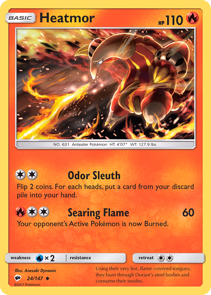 Heatmor Pokemon card (24/147, Burning Shadows)