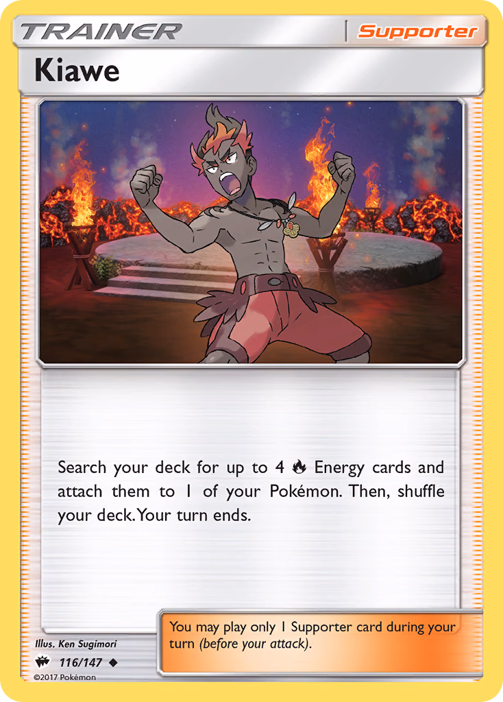 Kiawe Pokemon card (116/147, Burning Shadows)