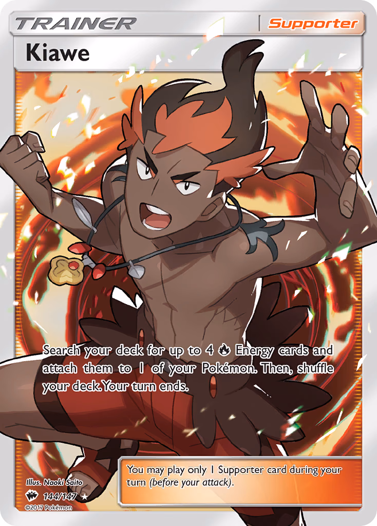 Kiawe Pokemon card (144/147, Burning Shadows)