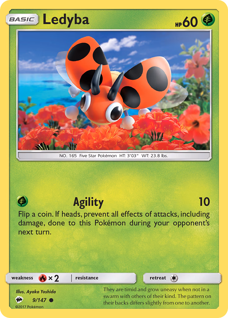 Ledyba Pokemon card (9/147, Burning Shadows)