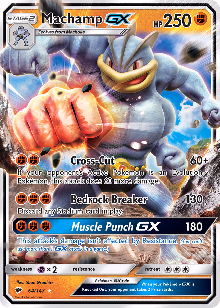 Machamp-GX Pokemon card (64/147, Burning Shadows)