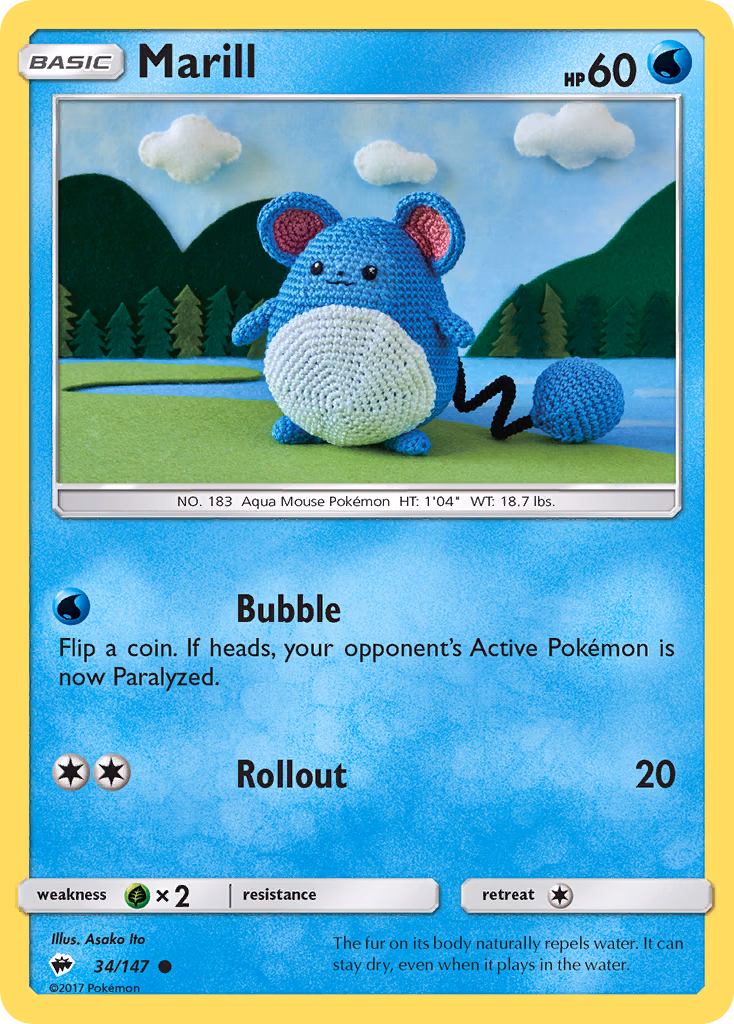 Marill Pokemon card (34/147, Burning Shadows)
