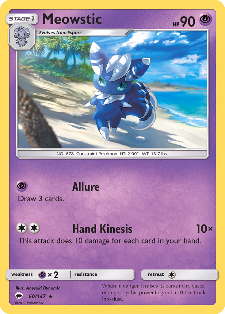 Meowstic Pokemon card (60/147, Burning Shadows)
