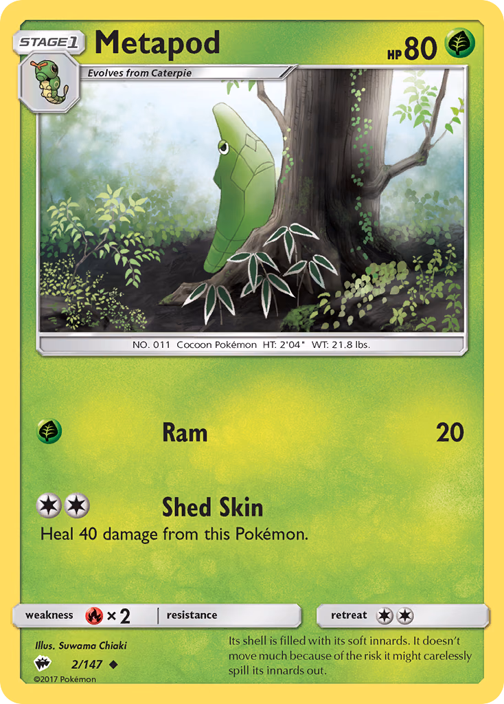 Metapod Pokemon card (2/147, Burning Shadows)