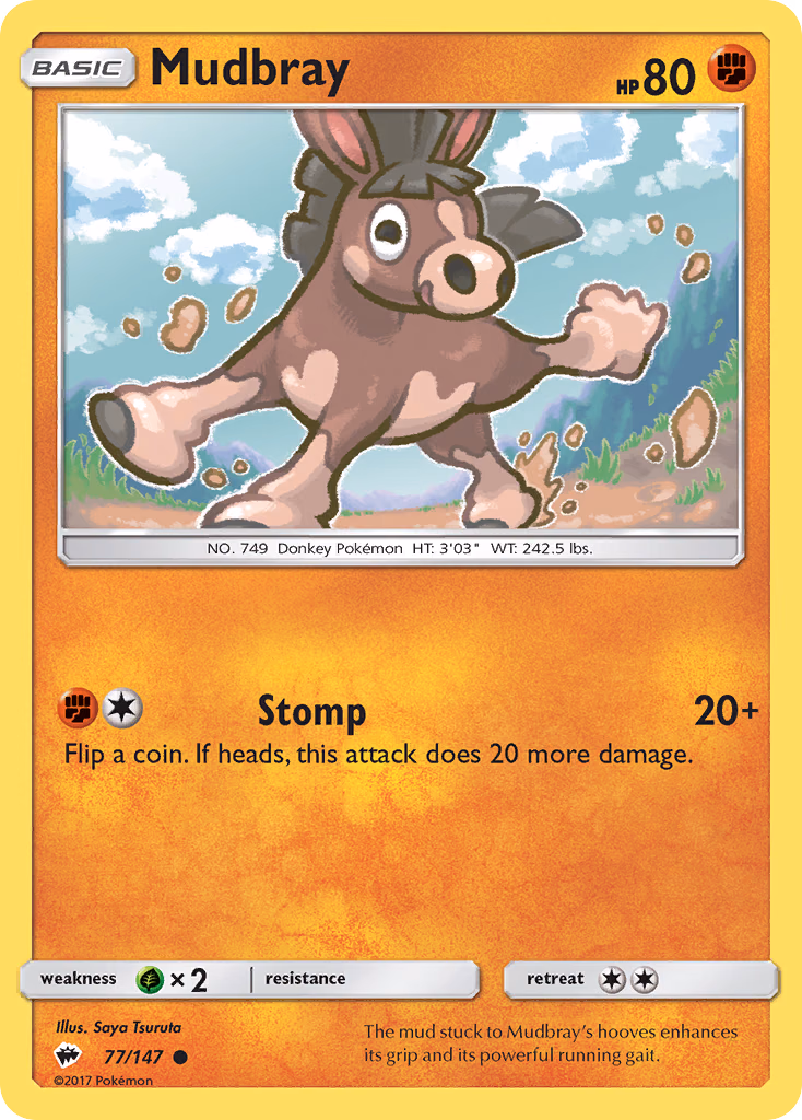 Mudbray Pokemon card (77/147, Burning Shadows)