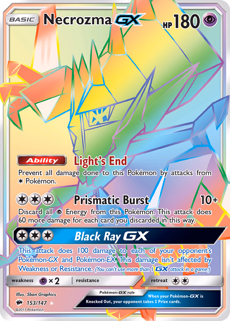Necrozma-GX Pokemon card (153/147, Burning Shadows)