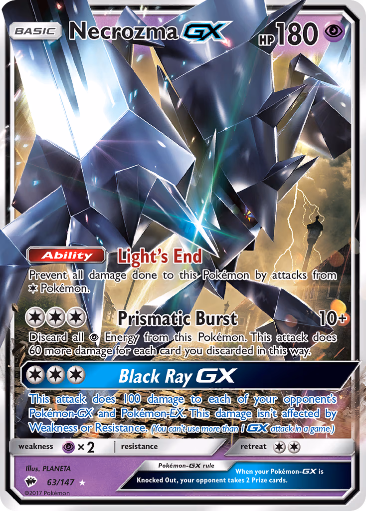 Necrozma-GX Pokemon card (63/147, Burning Shadows)