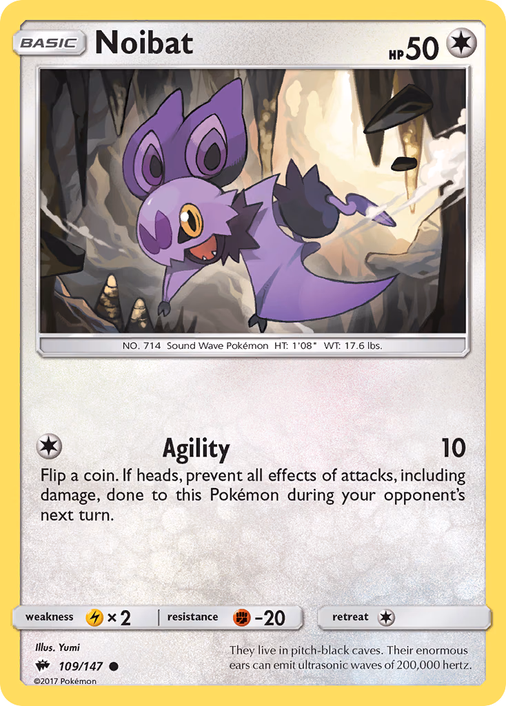 Noibat Pokemon card (109/147, Burning Shadows)