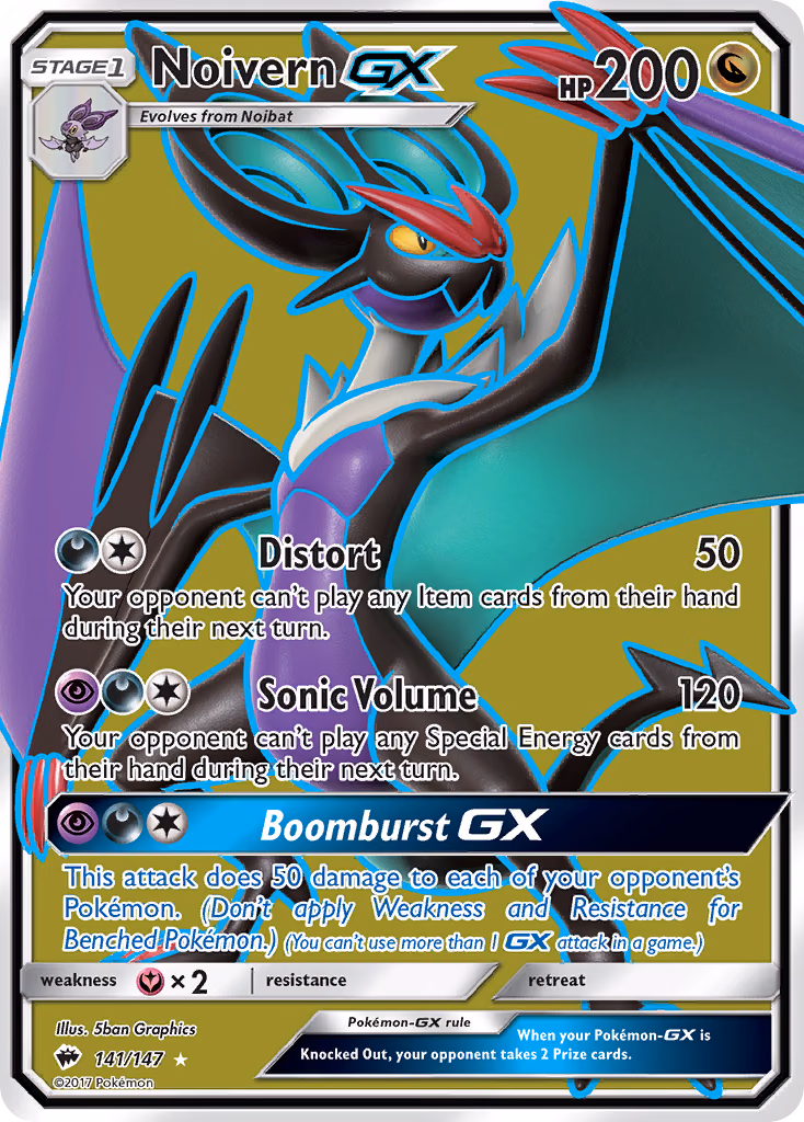 Noivern-GX Pokemon card (141/147, Burning Shadows)