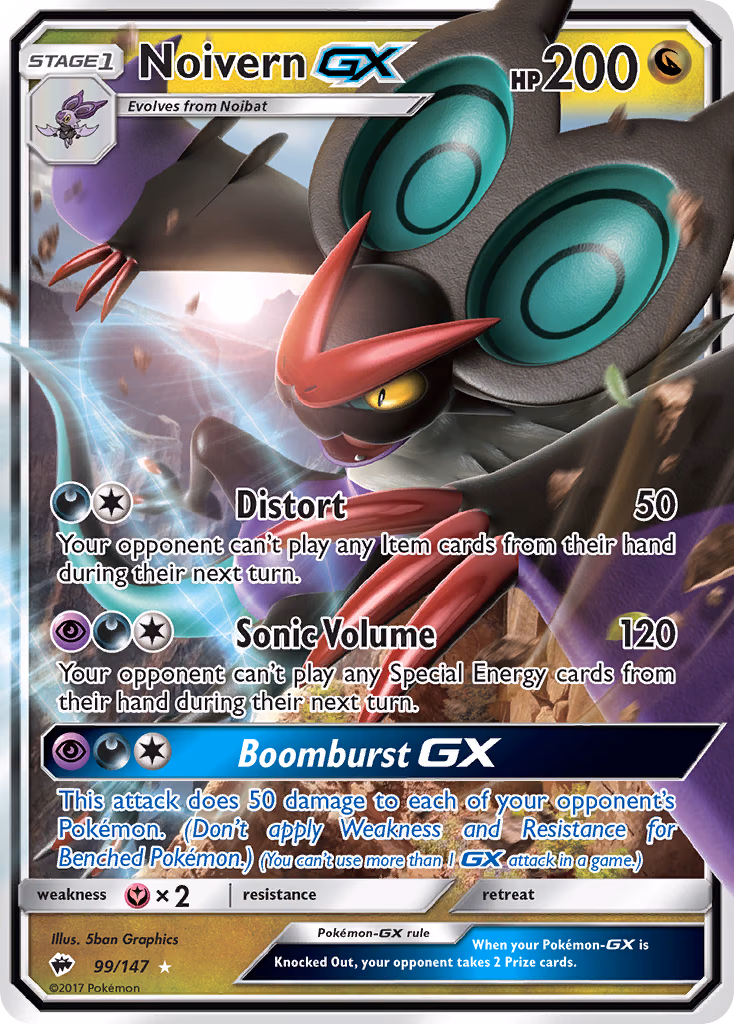 Noivern-GX Pokemon card (99/147, Burning Shadows)