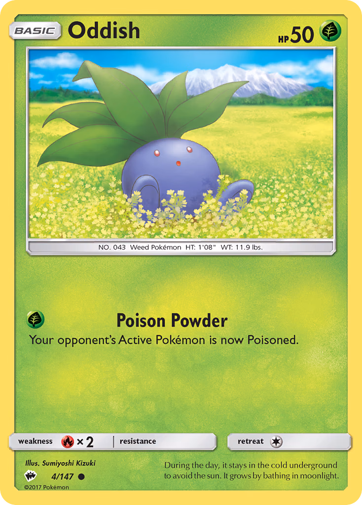 Oddish Pokemon card (4/147, Burning Shadows)