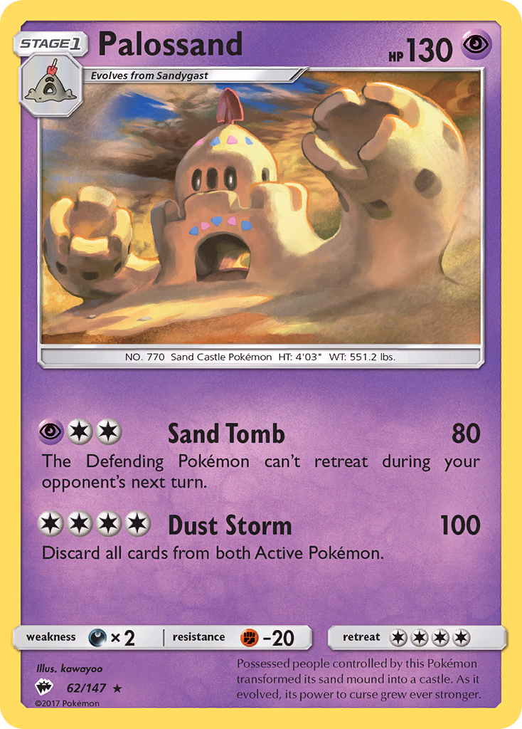 Palossand Pokemon card (62/147, Burning Shadows)