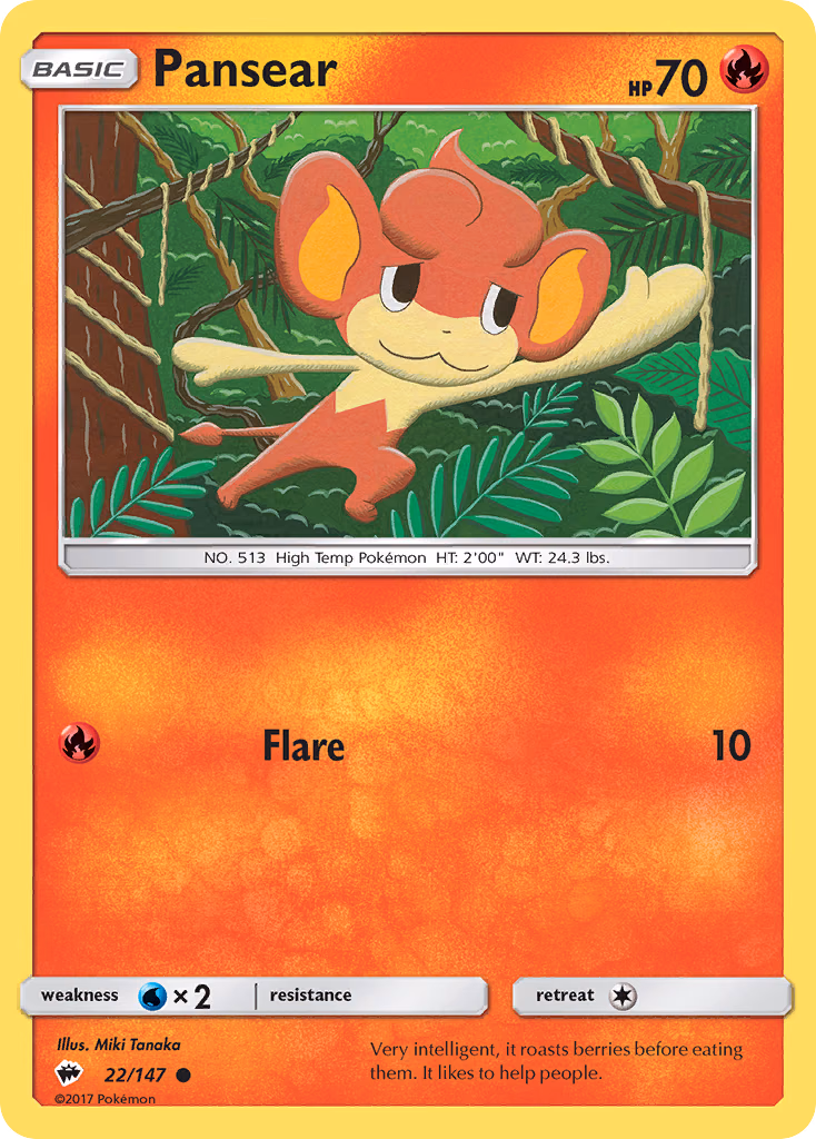 Pansear Pokemon card (22/147, Burning Shadows)