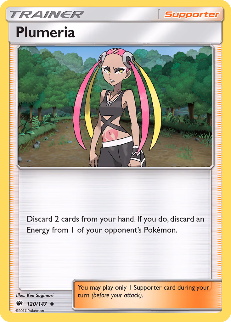 Plumeria Pokemon card (120/147, Burning Shadows)