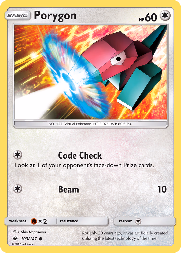 Porygon Pokemon card (103/147, Burning Shadows)