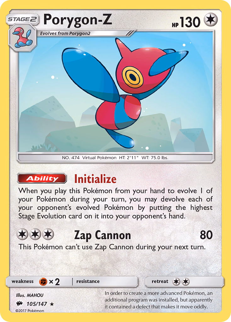 Porygon-Z Pokemon card (105/147, Burning Shadows)